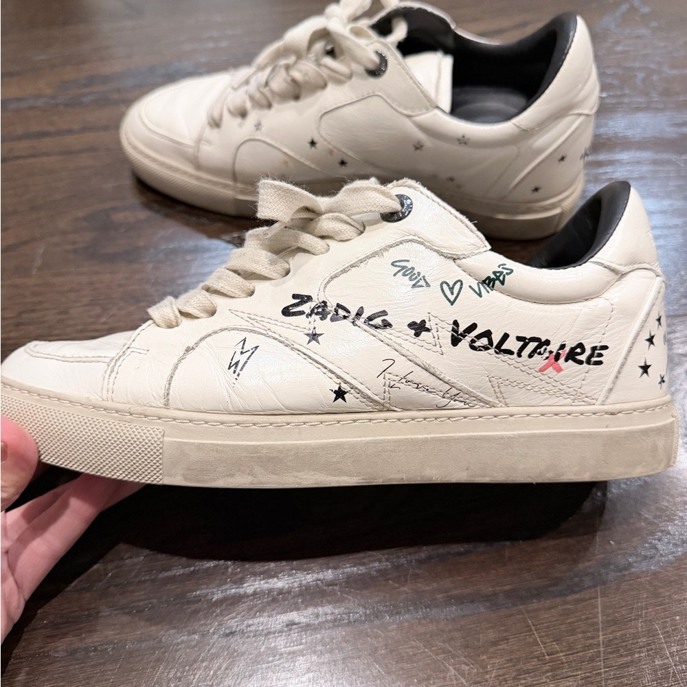 Zadig & Voltaire Cream Sneakers with Black Details